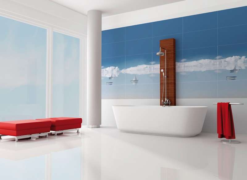 Белая, голубая - с рисунком - великолепно смотрится в современных ванных комнатах!