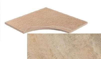 620090000574 Керамогранит Ступень Atlas Concorde Landstone Gold Bordo Curvilineo Svasato Round 30 60x60 (600x600)