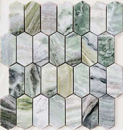 Caramelle Mosaic Pietrine Hexagonal Onice Verde oliva POL long hex 38x86x7