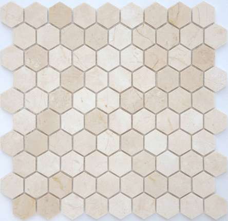 Caramelle Mosaic Pietrine Hexagonal Crema Marfil MAT hex 18x30x6