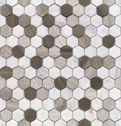 Caramelle Mosaic Pietrine Hexagonal Pietra Mix 3 MAT hex 18x30x6