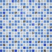 Мозаика стекло № 1029 микс синий - платина 300х300/15/6 (300x300)