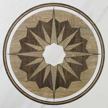 Евро-Керамика Калакатта На белом серый матовый ректификат (вставка окружность)