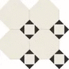 M7131/7102/6313 Керамогранит Metlah.Store Октагон белый / Квадрат белый / Треугольник черный на сетке 320x320 (320x320)