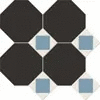 M6331/6602/7112 Керамогранит Metlah.Store Октагон черный / Квадрат голубой / Треугольник белый на сетке 320x320 (320x320)