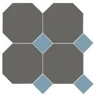 Метлах.Стор Йорк Сетка Октагон Темно-Серый / Квадрат Голубой 305x305