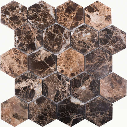 Starmosaic Wild Stone   Hexagon Dark Emperador Polished