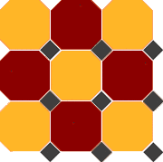 Top Cer Octagon 4421/20 OCT14-B Brick Red 20 Ochre Yellow 20 OCTAGON/Black 14 Dots 30x30