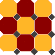 4421/20 OCT14-B Brick Red 20 Ochre Yellow 20 OCTAGON/Black 14 Dots 30x30 (300x300)