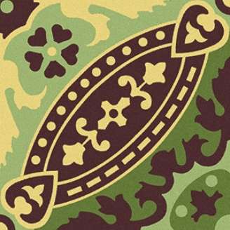 Winckelmans Метлахская плитка Lille 1 ( Cognac, Brown, Green Austr., Pale Green) 15x15