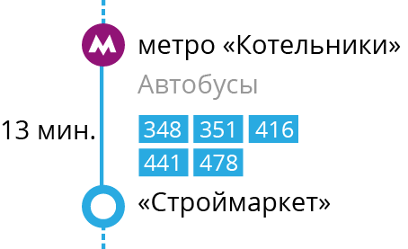 от метро Котельники 348, 351, 416, 441, 478 автобусы